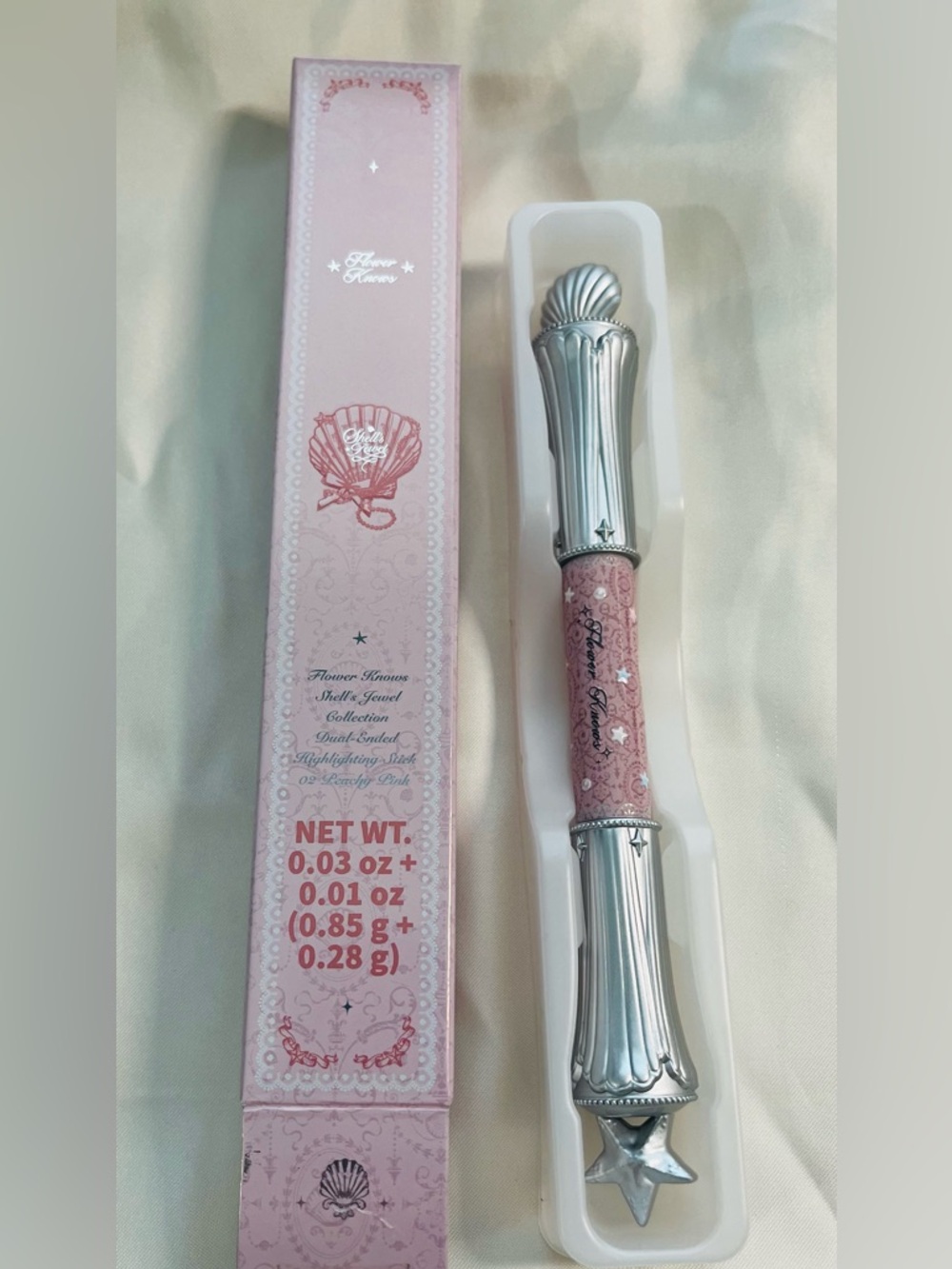 Flower Knows Shell’s Jewel Dual-Ended Highlighting Stick - 02 Peachy Pink